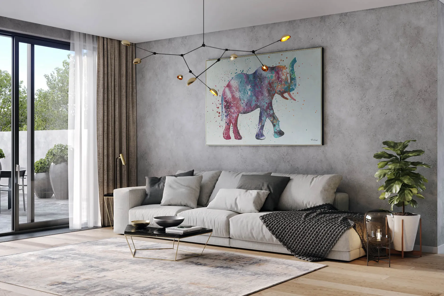 XXL Öl Gemälde 'Elefantenmärchen' | Handgemaltes Unikat