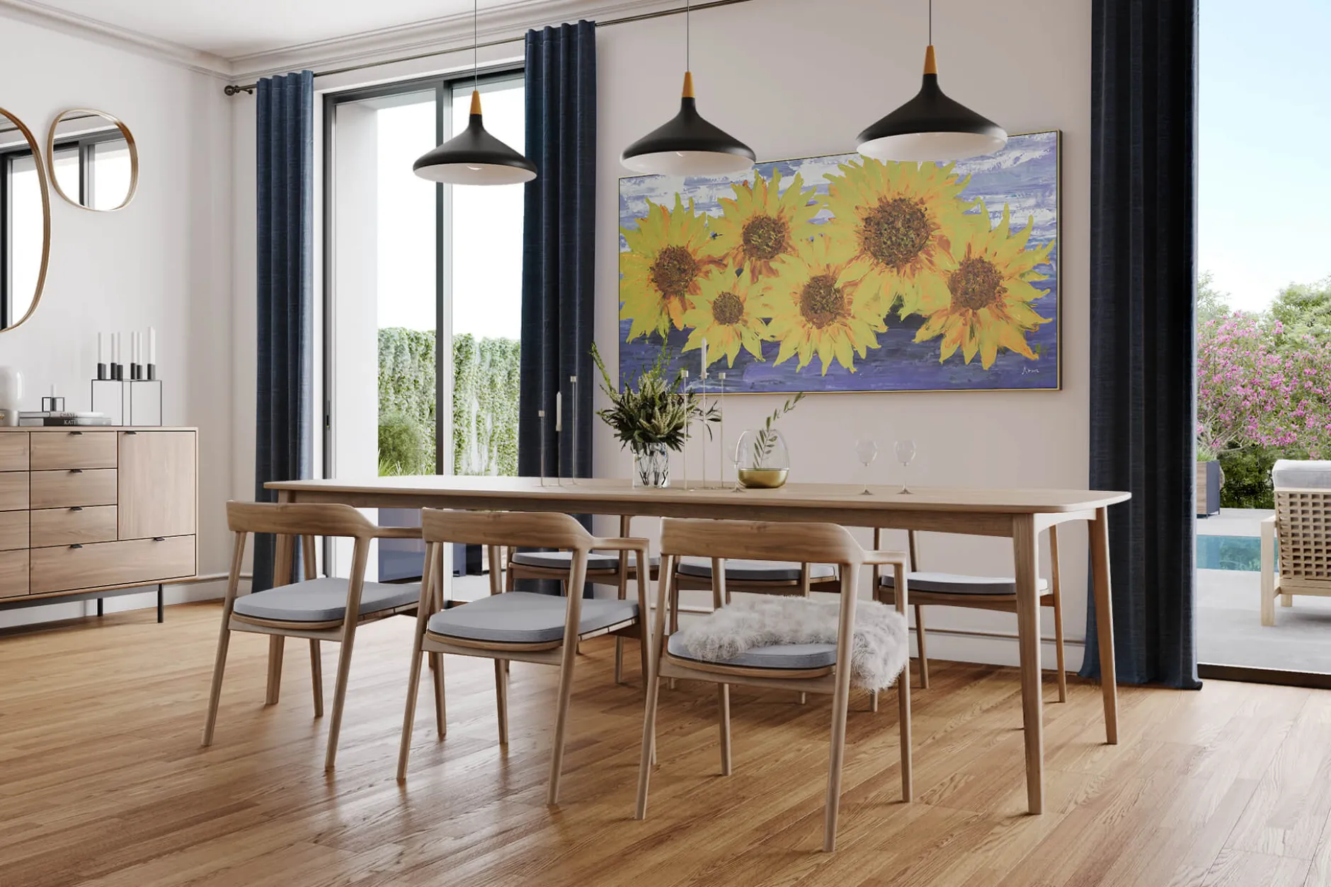 XXL Öl Gemälde 'Emblem der Sonne' | Handgemaltes Unikat