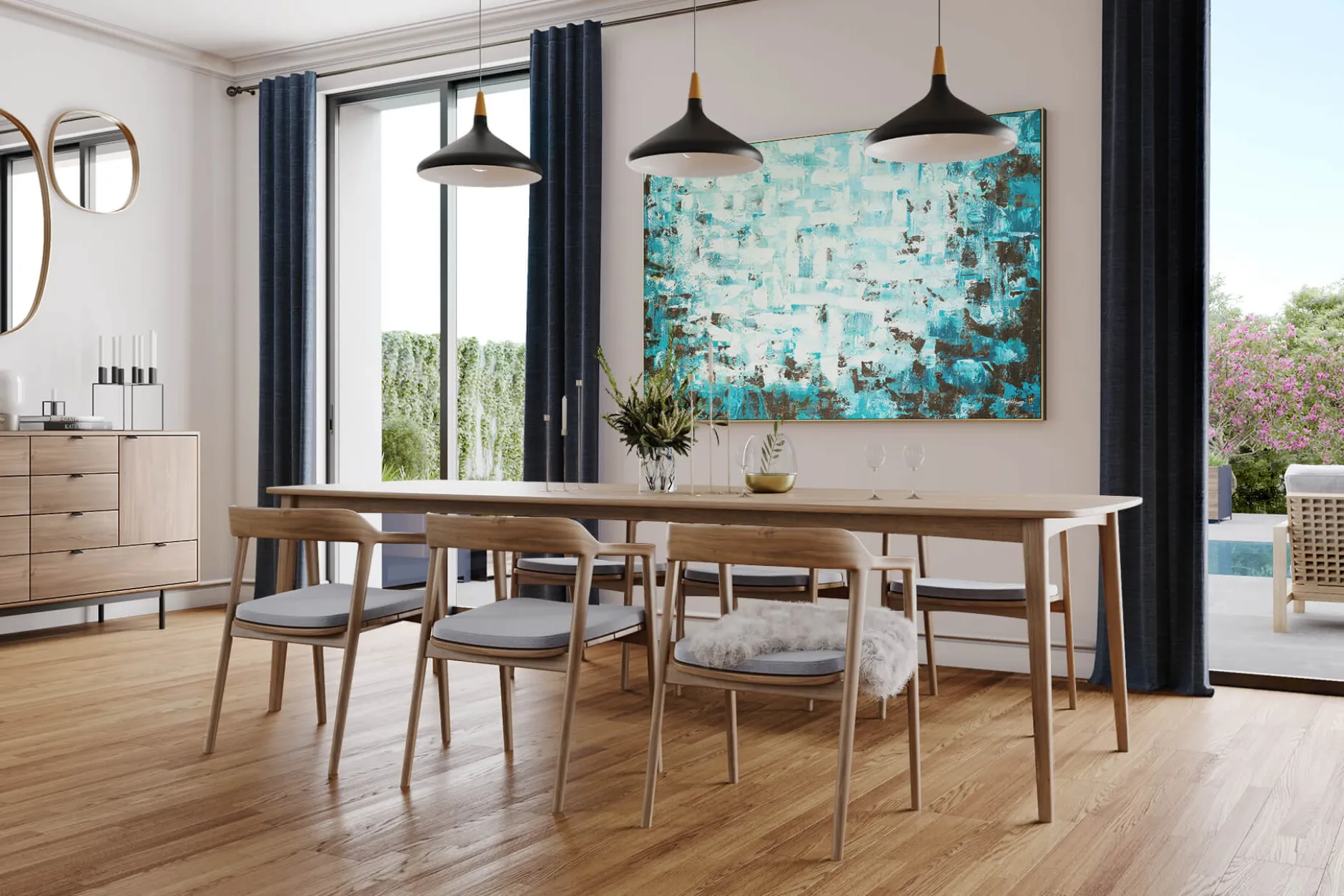 XXL Öl Gemälde 'Emerald Gloss' | Handgemaltes Unikat