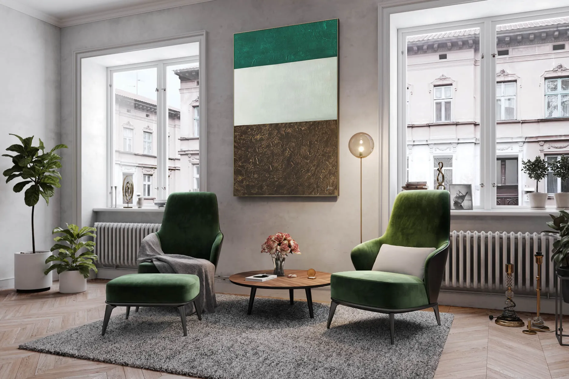 XXL Öl Gemälde 'Emerald Sky' | Handgemaltes Unikat