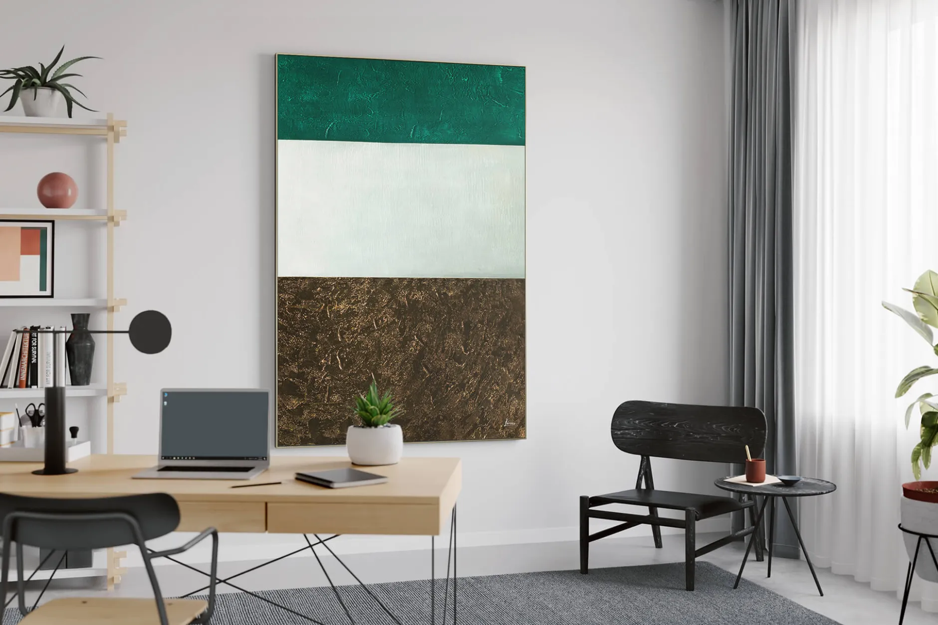 XXL Öl Gemälde 'Emerald Sky' | Handgemaltes Unikat