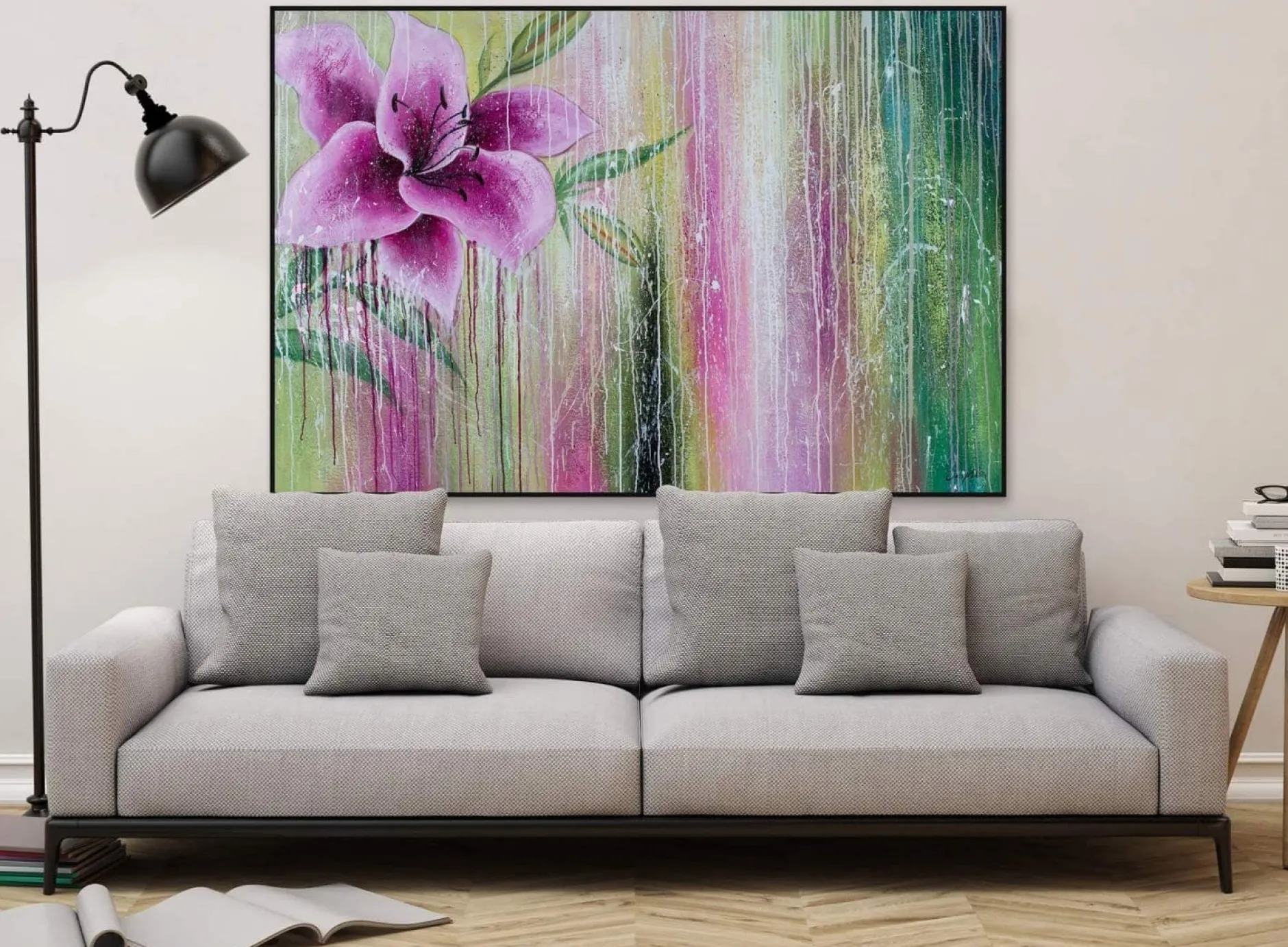 XXL Öl Gemälde 'Exotic Lily' | Handgemaltes Unikat