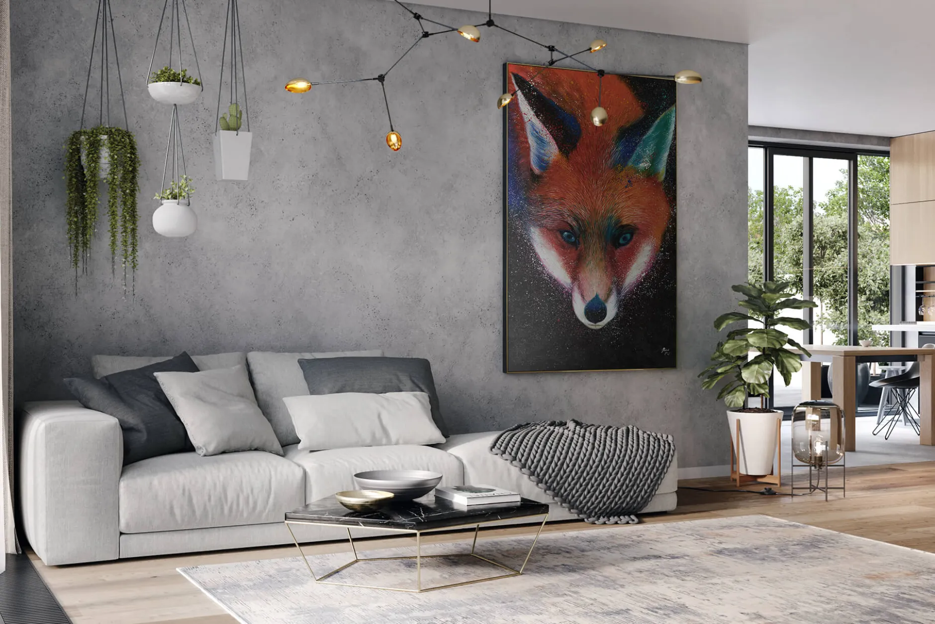 XXL Öl Gemälde 'Fabel vom Fuchs' | Handgemaltes Unikat