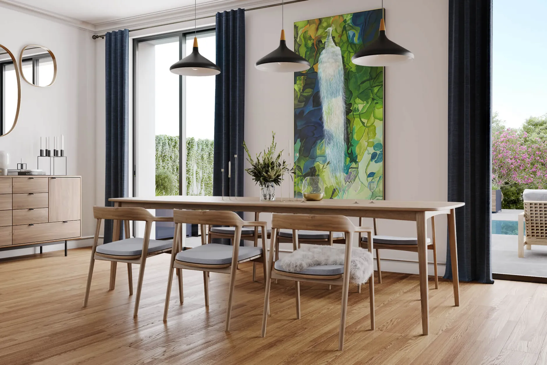 XXL Öl Gemälde 'Fading peacock' | Handgemaltes Unikat