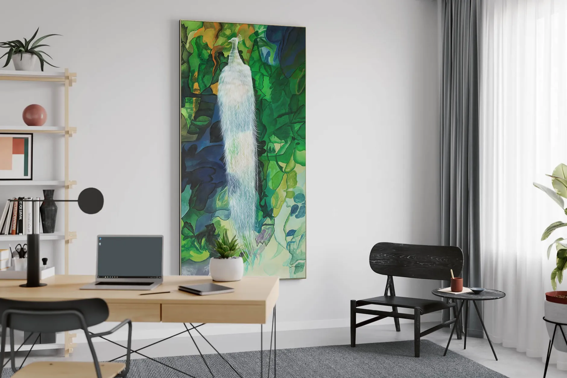 XXL Öl Gemälde 'Fading peacock' | Handgemaltes Unikat