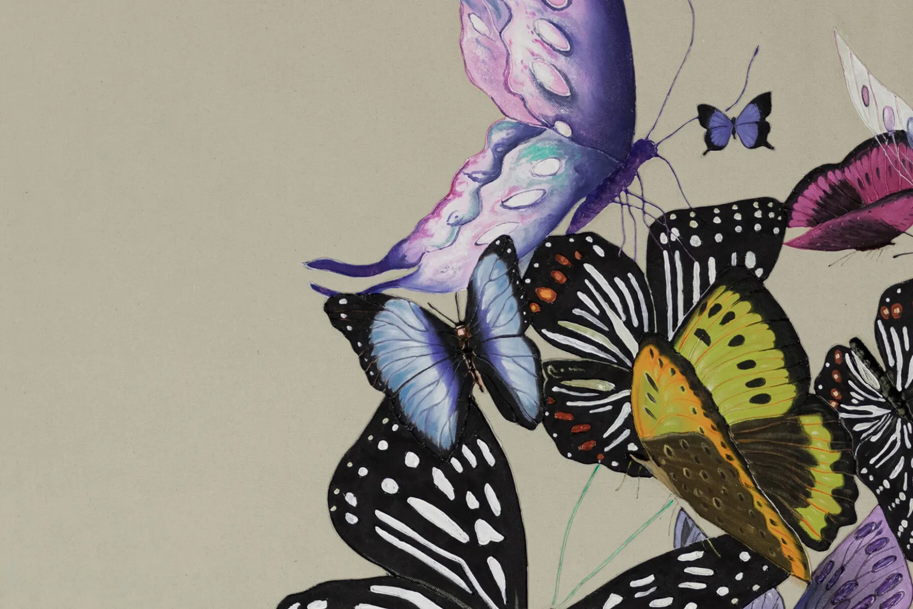 XXL Öl Gemälde 'Fairytale Butterflies' | Handgemaltes Unikat