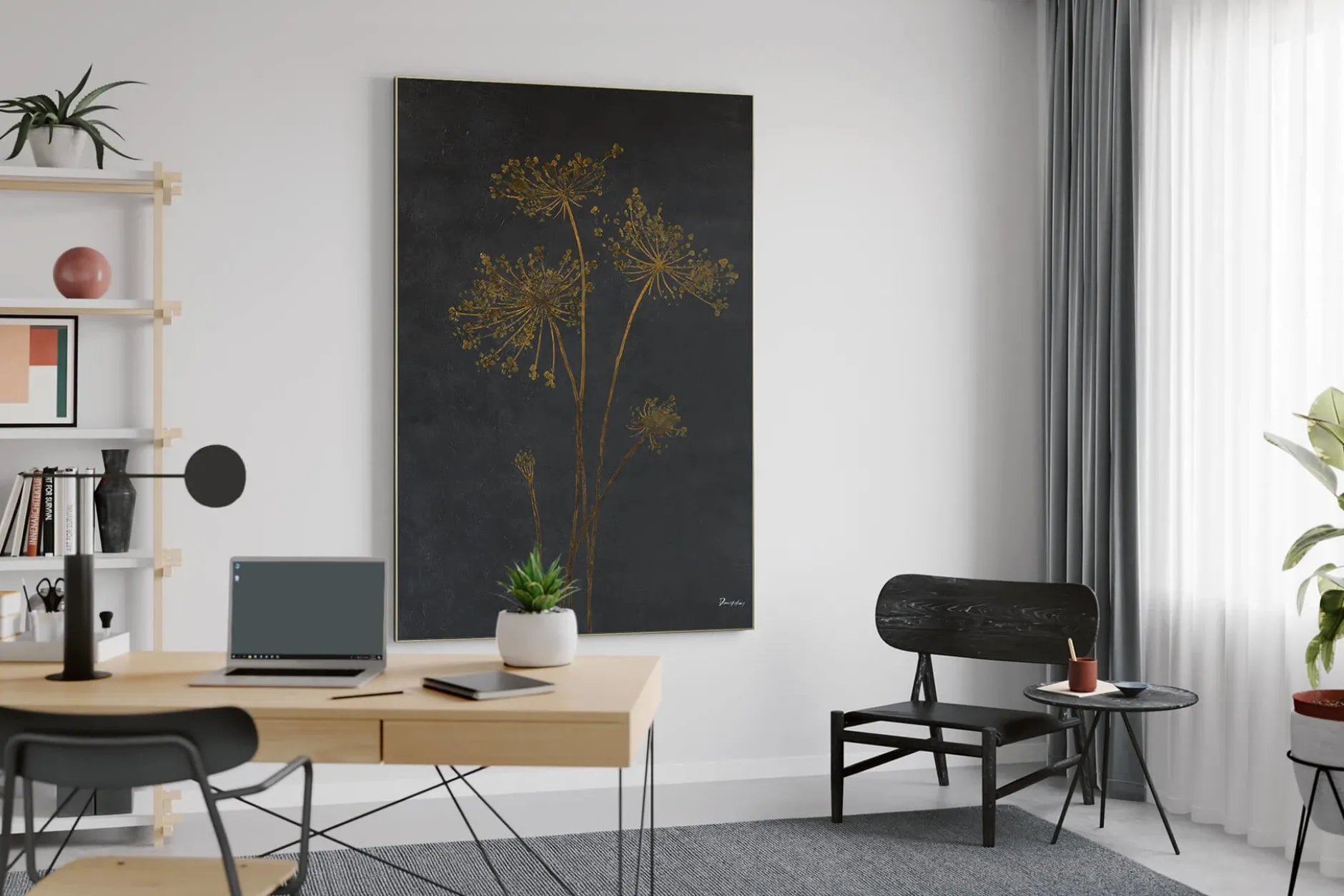 XXL Öl Gemälde 'Fall Dandelion' | Handgemaltes Unikat