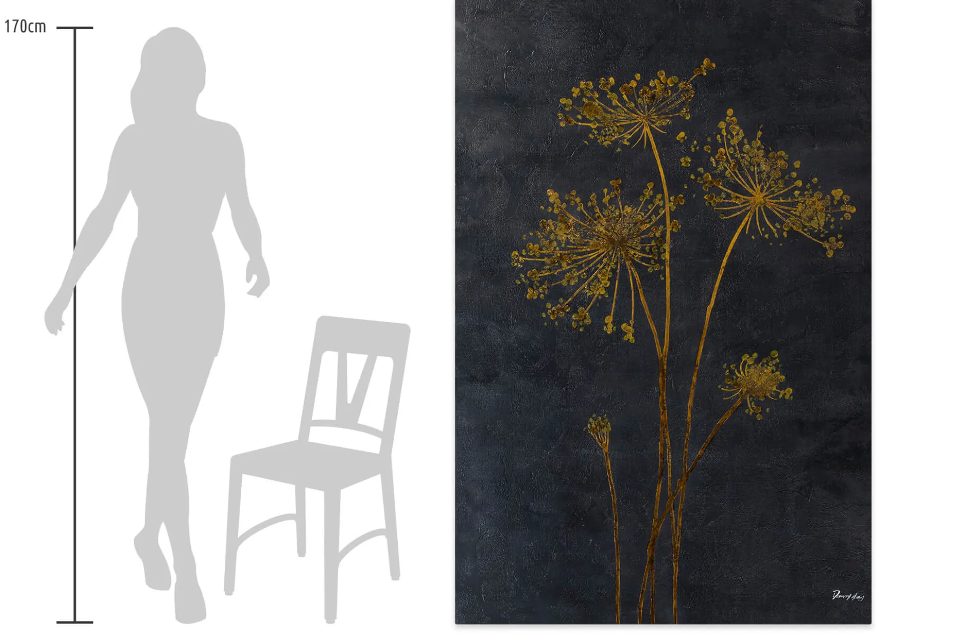 XXL Öl Gemälde 'Fall Dandelion' | Handgemaltes Unikat