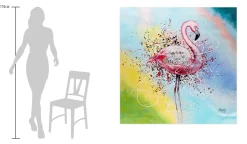 XXL Öl Gemälde 'Famoser Flamingo' | Handgemaltes Unikat