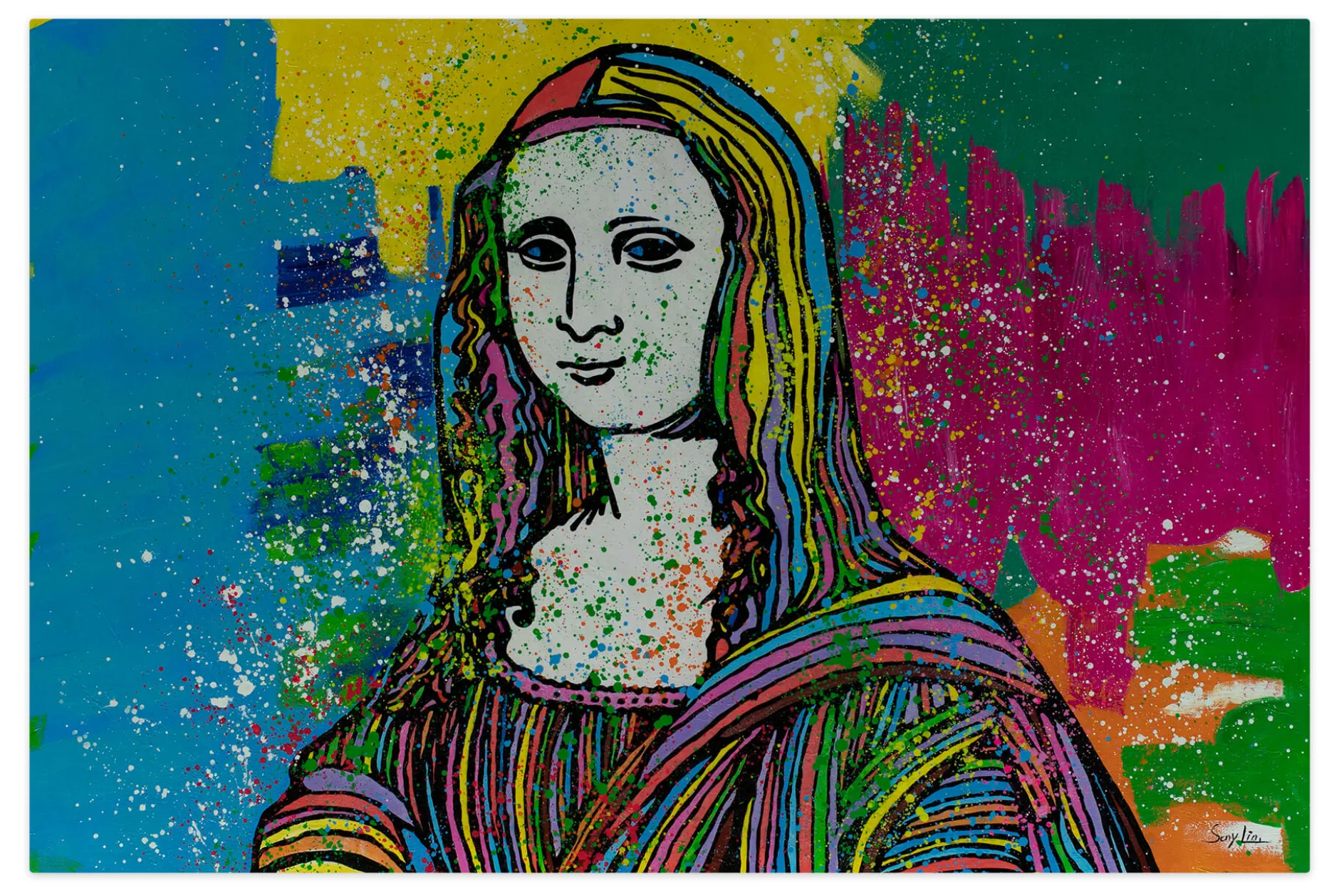 XXL Öl Gemälde 'Farben der Mona Lisa' | Handgemaltes Unikat
