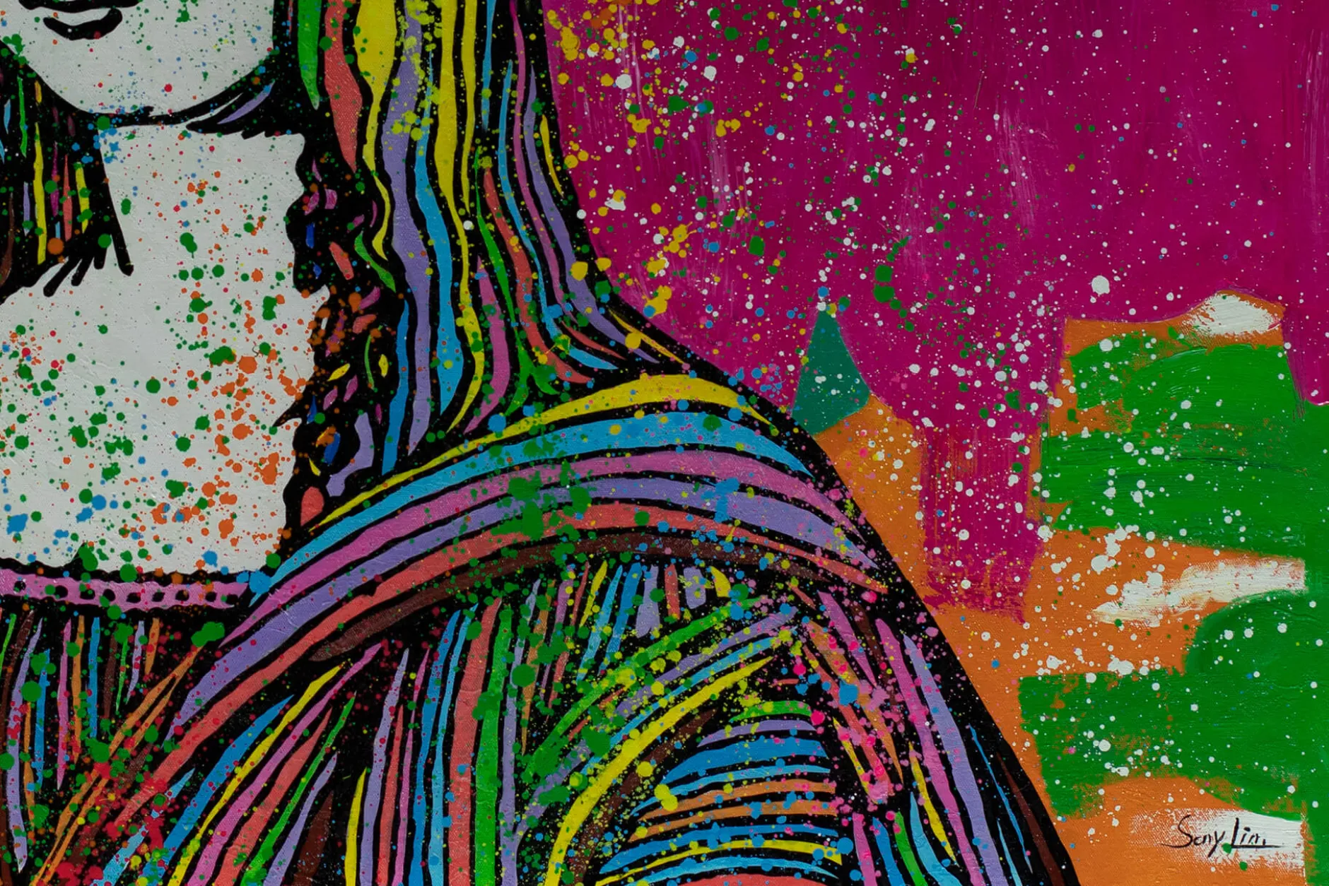 XXL Öl Gemälde 'Farben der Mona Lisa' | Handgemaltes Unikat