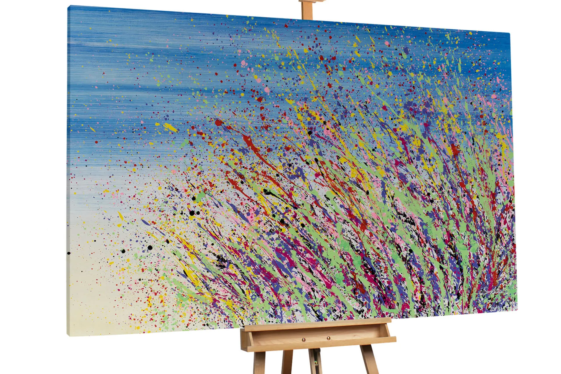 XXL Öl Gemälde 'Farbenspiel der Blumen' | Handgemaltes Unikat