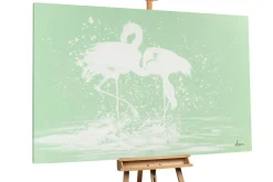 XXL Öl Gemälde 'Flamingofreundschaft' | Handgemaltes Unikat
