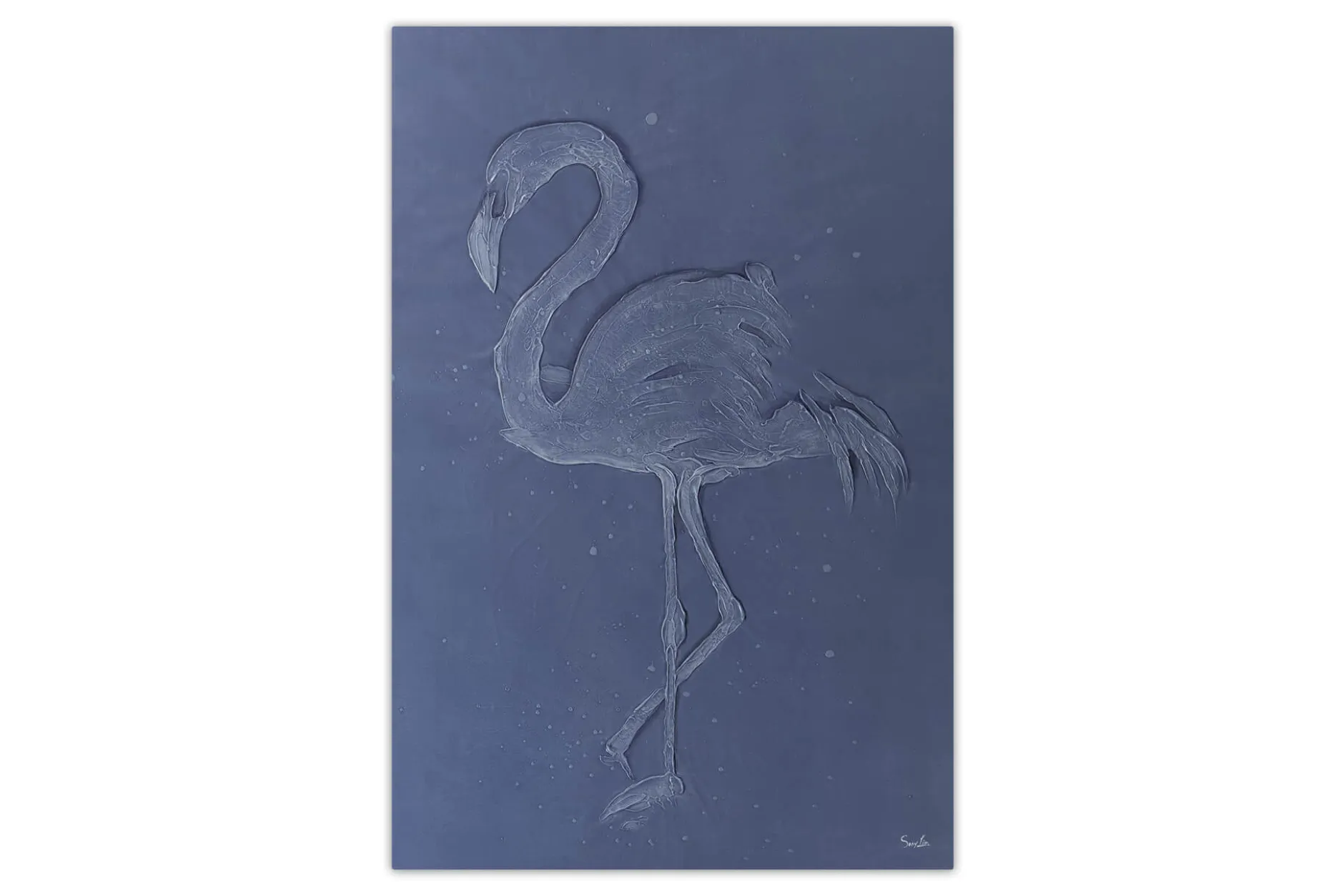 XXL Öl Gemälde 'Flamingo in Flieder' | Handgemaltes Unikat
