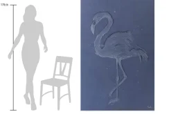 XXL Öl Gemälde 'Flamingo in Flieder' | Handgemaltes Unikat