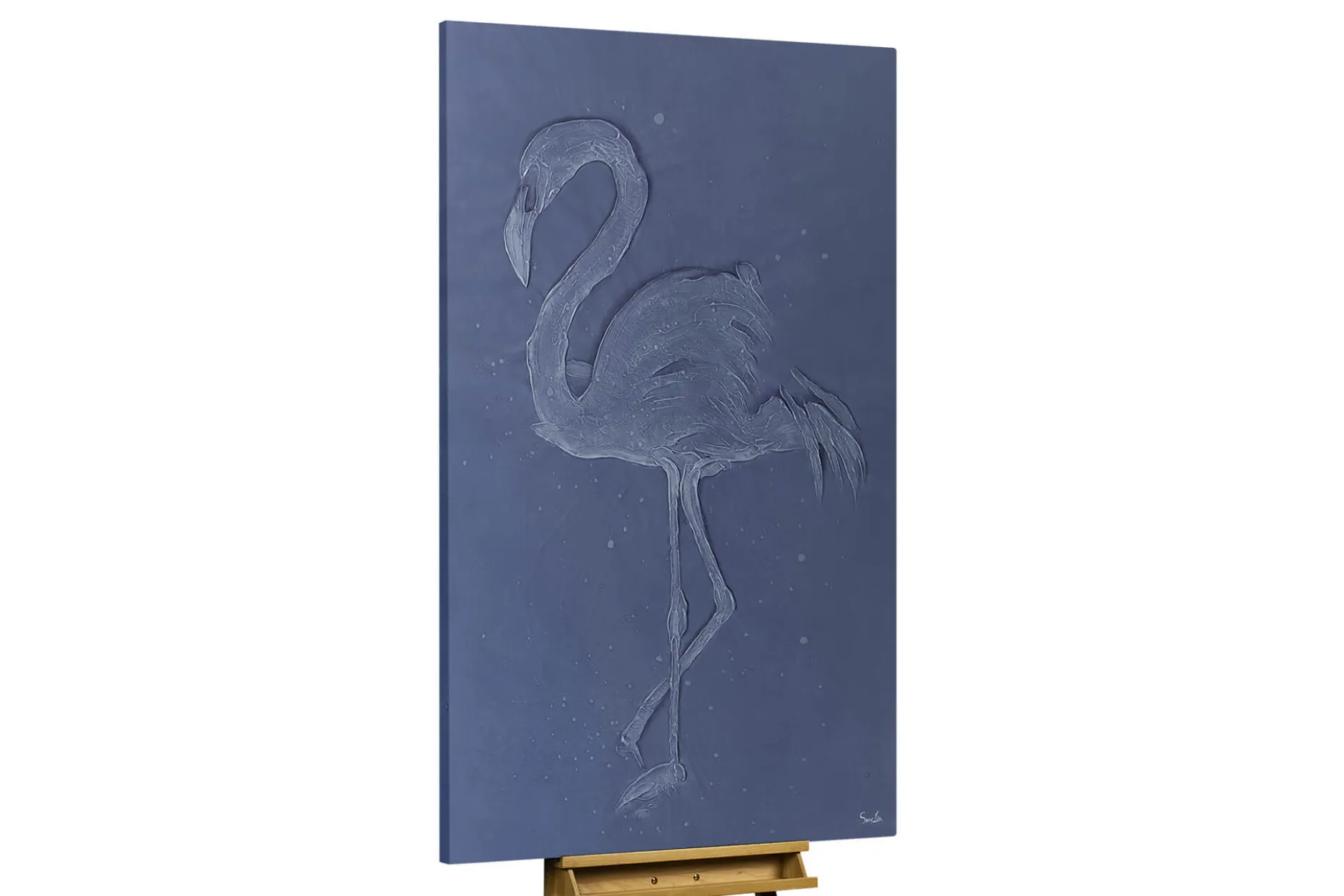 XXL Öl Gemälde 'Flamingo in Flieder' | Handgemaltes Unikat