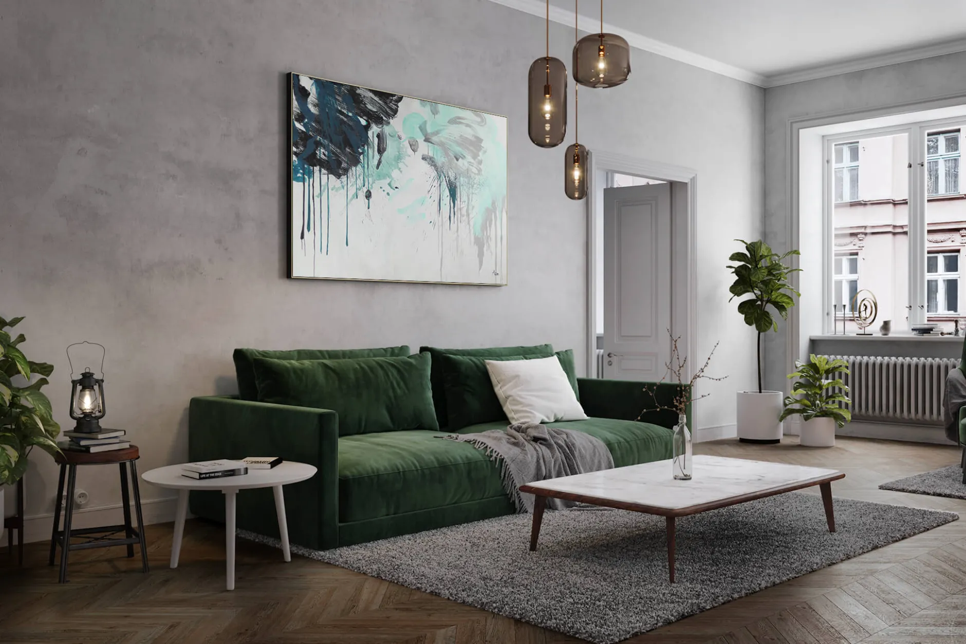 XXL Öl Gemälde 'Floral Aquarelle' | Handgemaltes Unikat