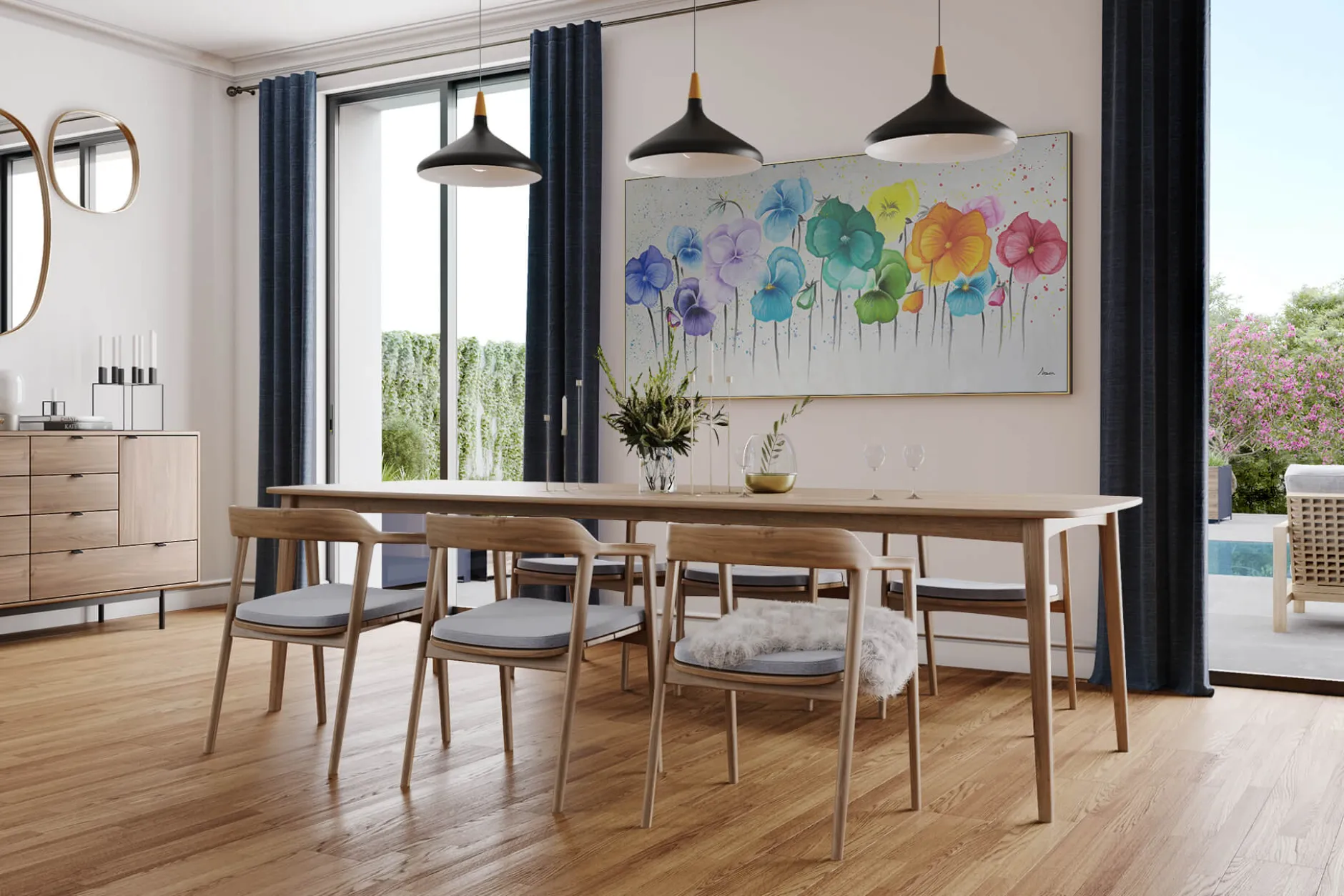 XXL Öl Gemälde 'Florales Spektrum' | Handgemaltes Unikat