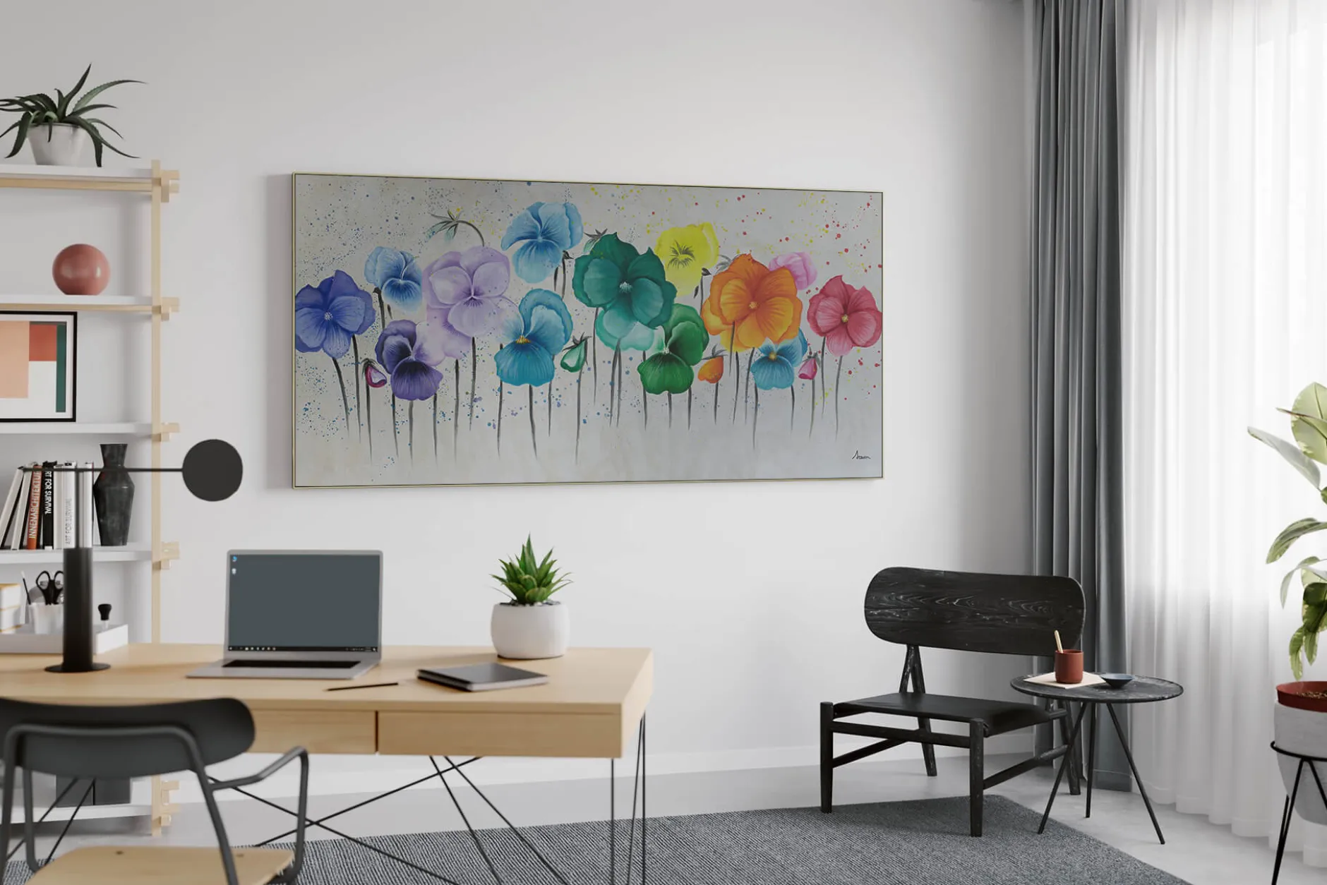XXL Öl Gemälde 'Florales Spektrum' | Handgemaltes Unikat