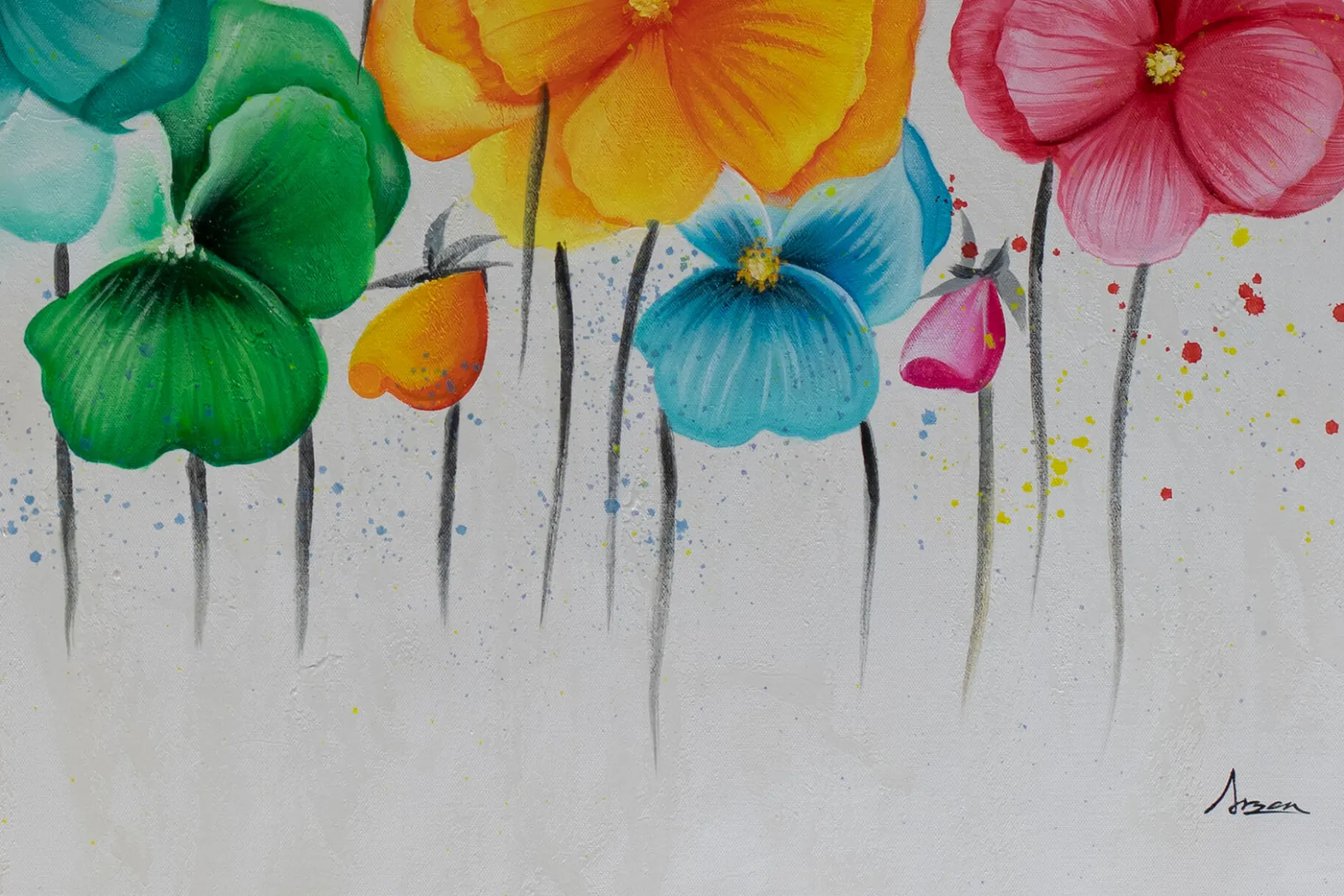 XXL Öl Gemälde 'Florales Spektrum' | Handgemaltes Unikat