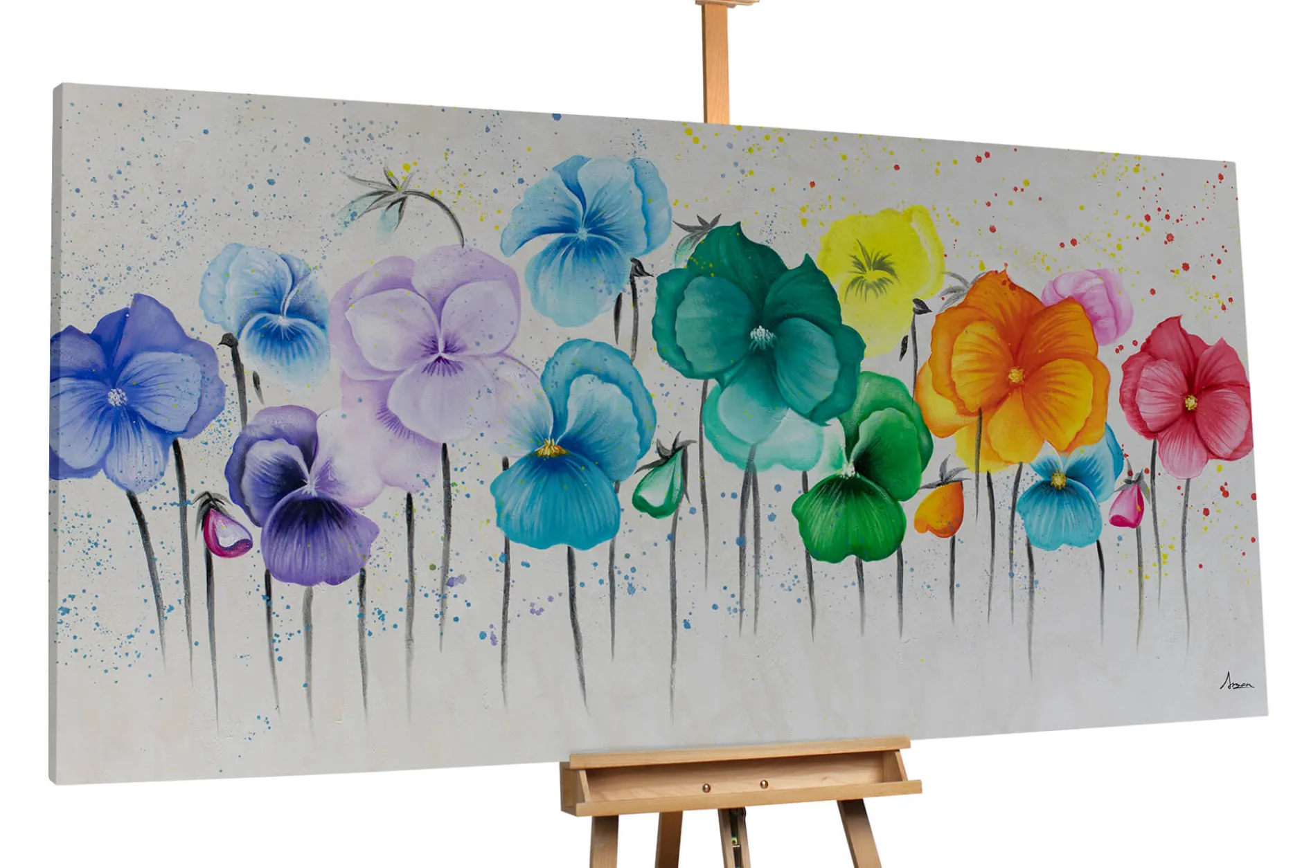 XXL Öl Gemälde 'Florales Spektrum' | Handgemaltes Unikat