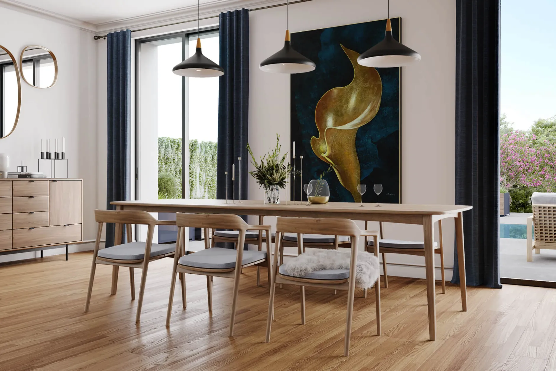 XXL Öl Gemälde 'Floral Flame' | Handgemaltes Unikat