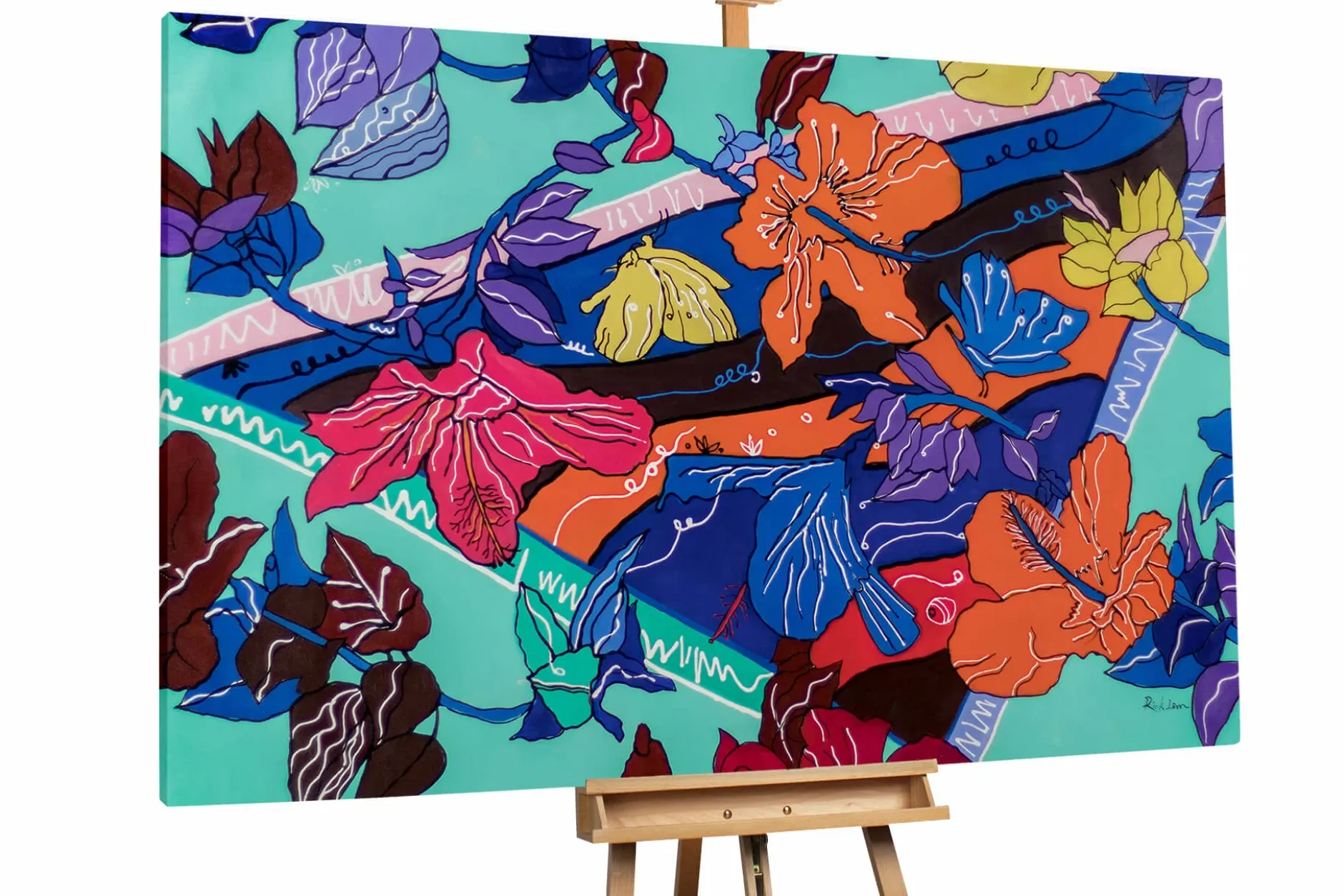 XXL Öl Gemälde 'Floral Radiance' | Handgemaltes Unikat