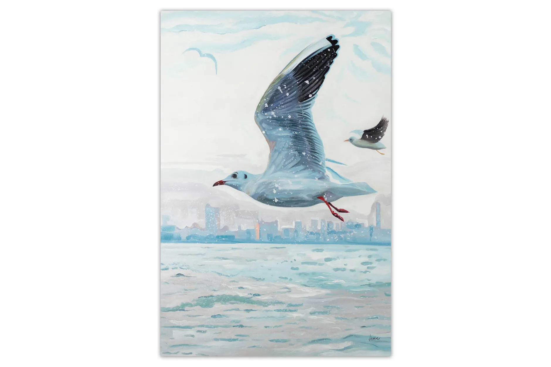 XXL Öl Gemälde 'Flying Seagull' | Handgemaltes Unikat