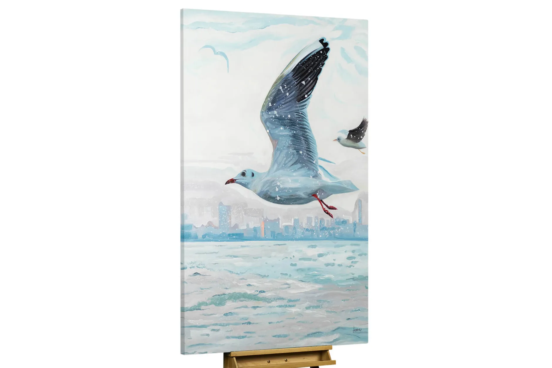 XXL Öl Gemälde 'Flying Seagull' | Handgemaltes Unikat