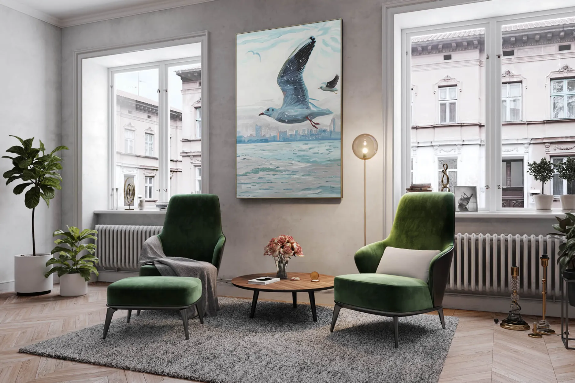 XXL Öl Gemälde 'Flying Seagull' | Handgemaltes Unikat