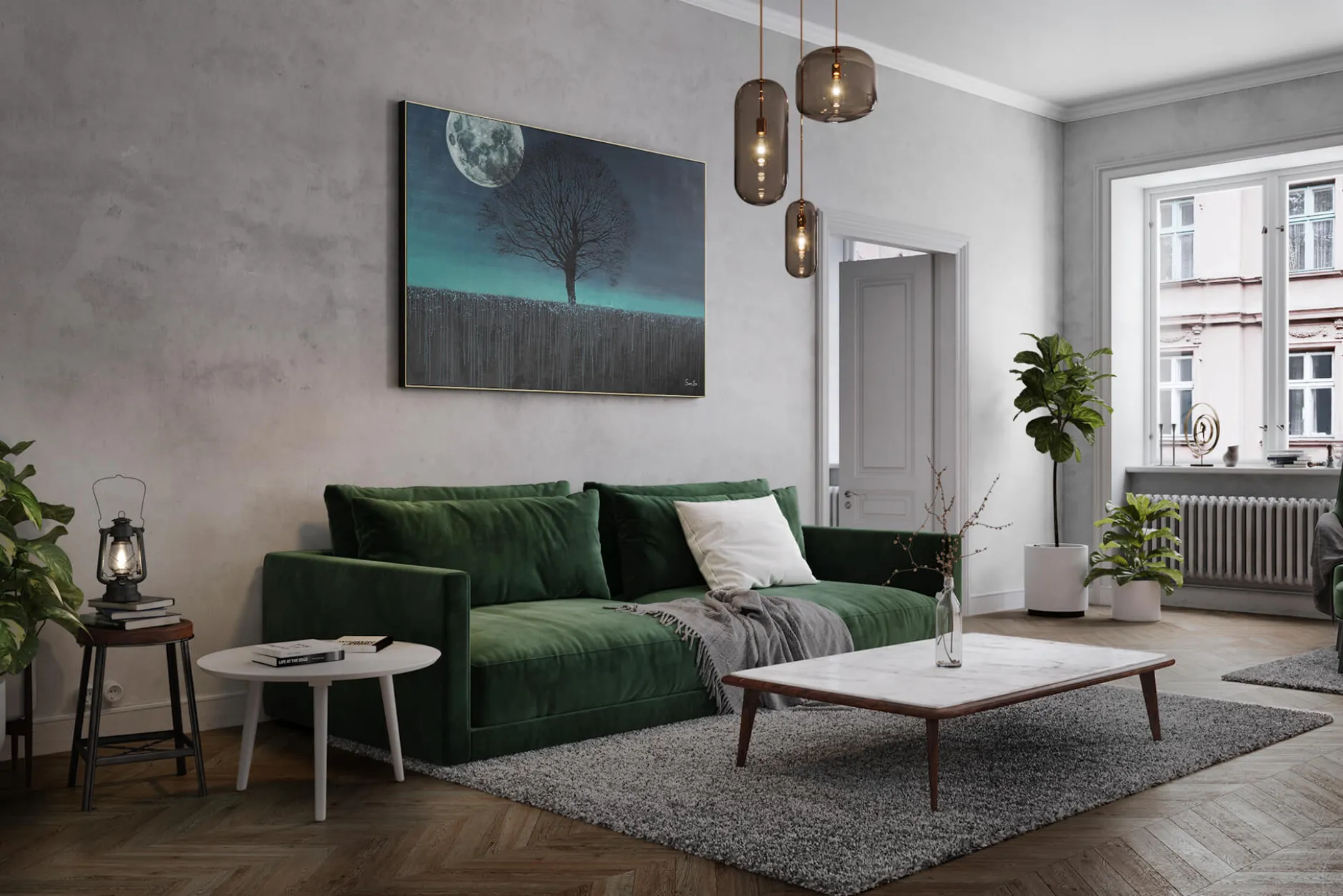 XXL Öl Gemälde 'Geheimer Vollmond' | Handgemaltes Unikat