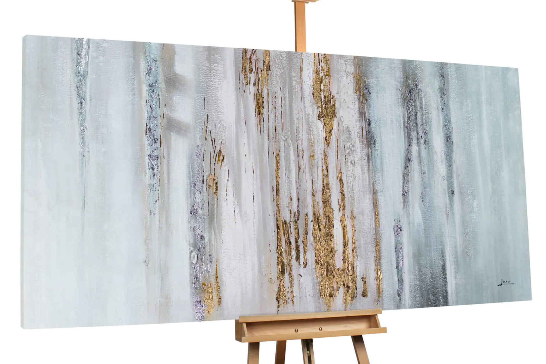 XXL Öl Gemälde 'Gewobenes Gold' | Handgemaltes Unikat