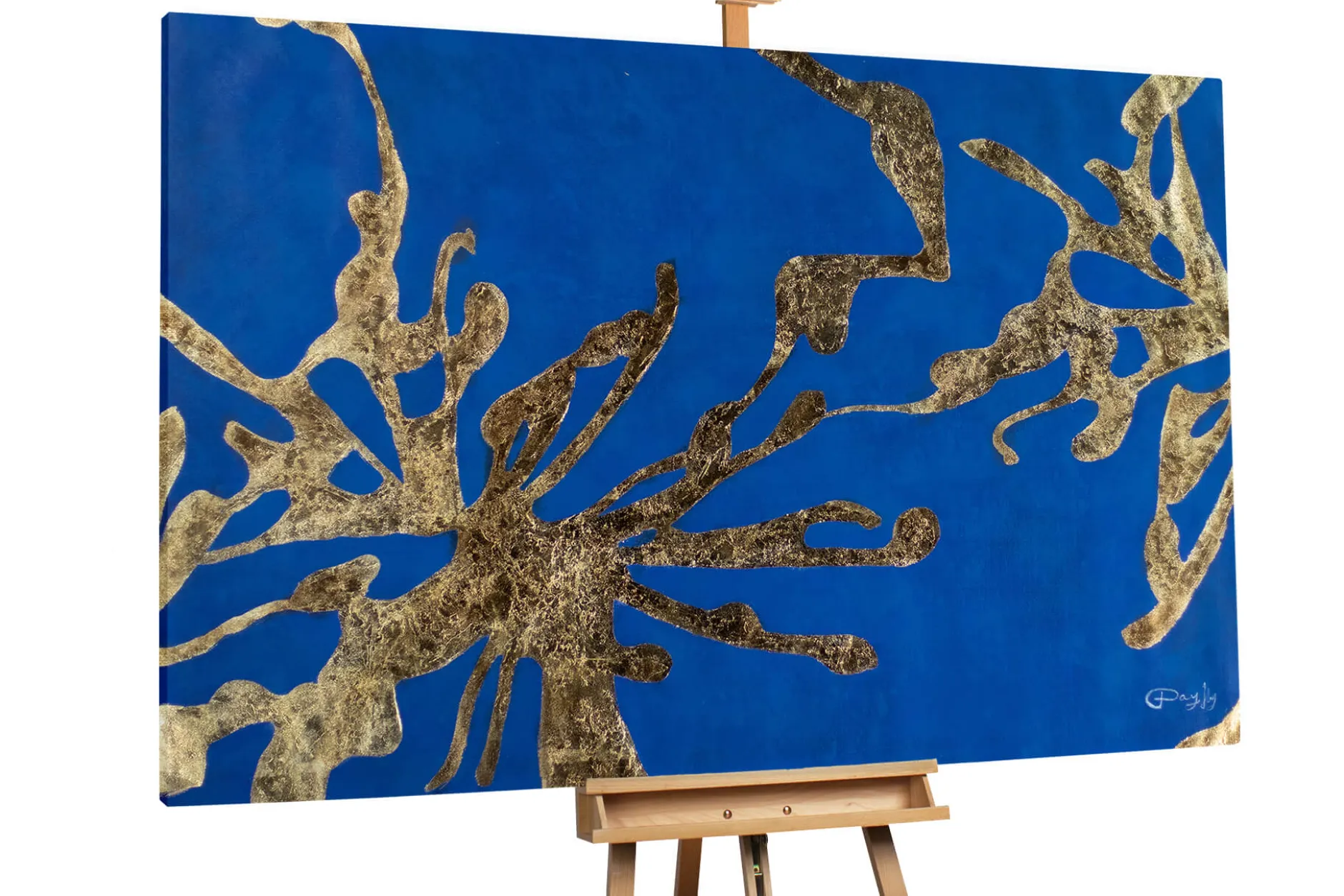 XXL Öl Gemälde 'Gilded Sea Flowers' | Handgemaltes Unikat