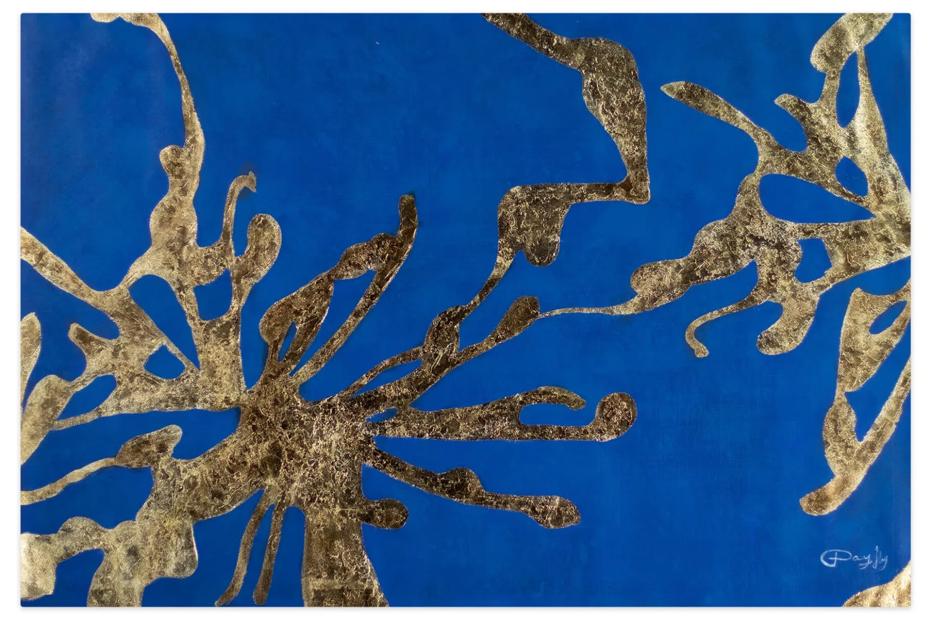XXL Öl Gemälde 'Gilded Sea Flowers' | Handgemaltes Unikat