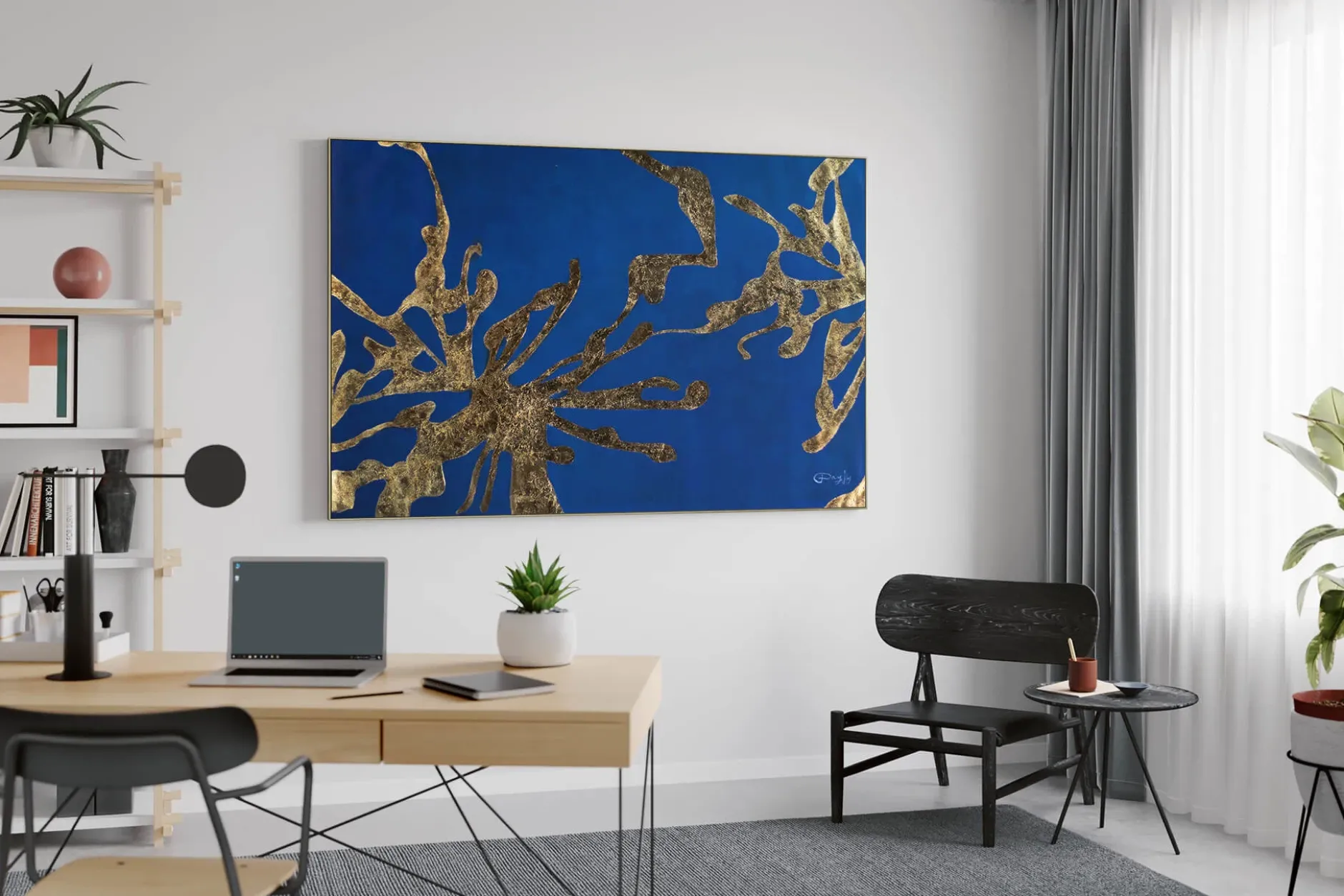 XXL Öl Gemälde 'Gilded Sea Flowers' | Handgemaltes Unikat