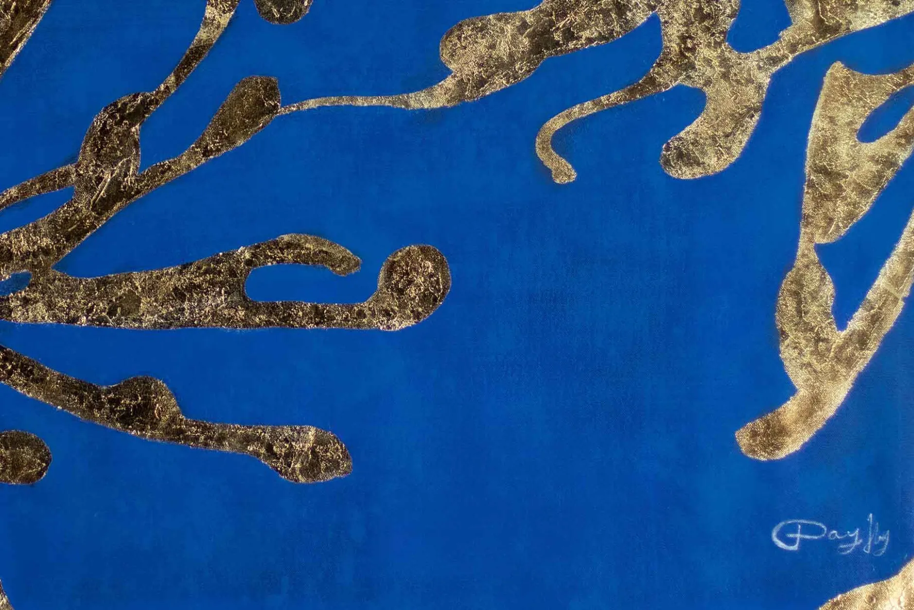 XXL Öl Gemälde 'Gilded Sea Flowers' | Handgemaltes Unikat