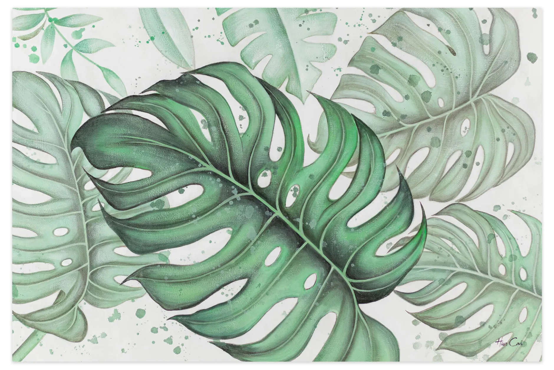 XXL Öl Gemälde 'Glanzvolle Monstera' | Handgemaltes Unikat