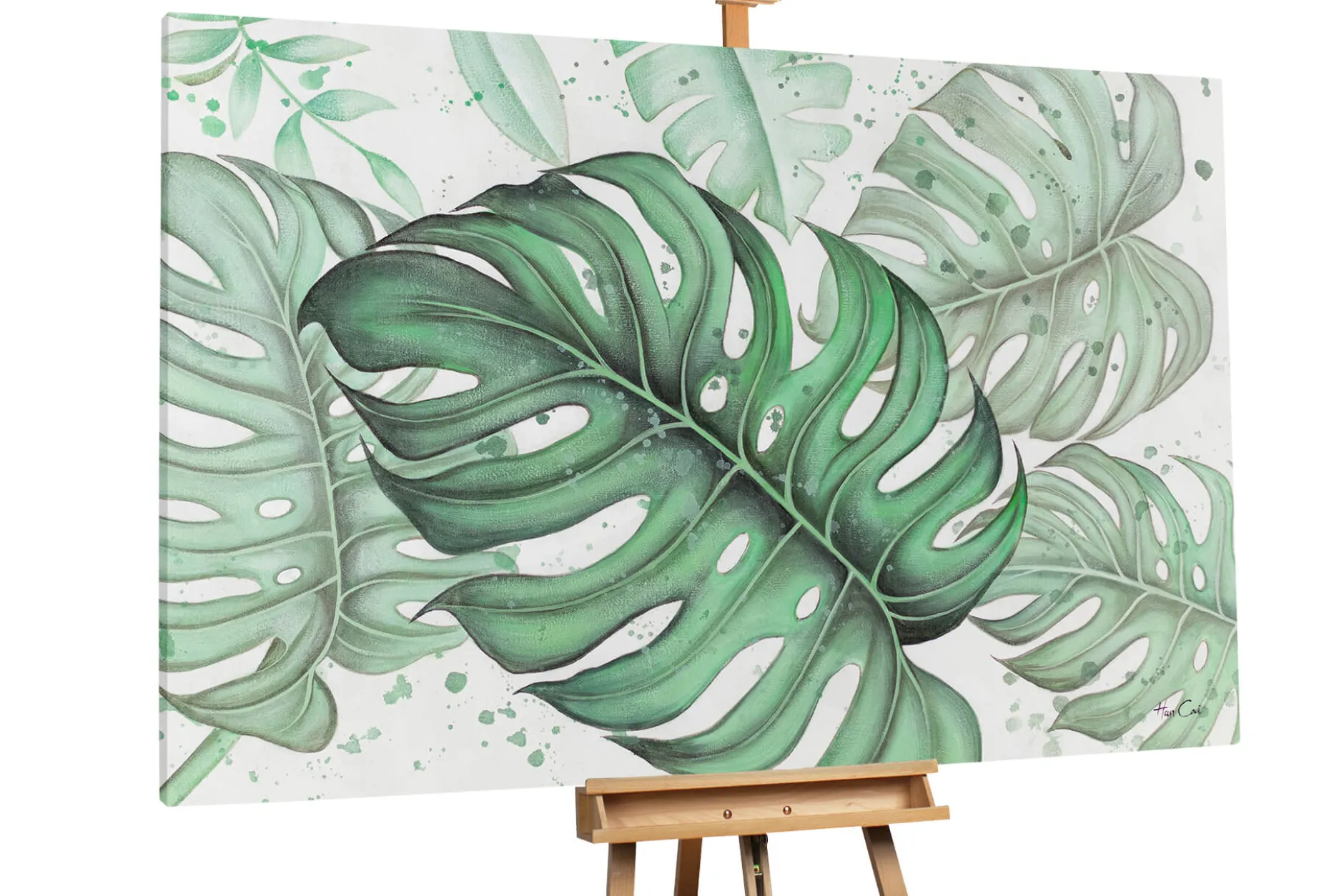 XXL Öl Gemälde 'Glanzvolle Monstera' | Handgemaltes Unikat