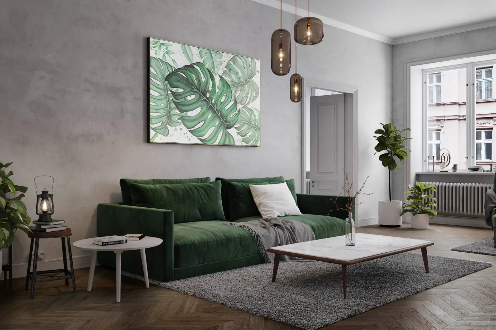 XXL Öl Gemälde 'Glanzvolle Monstera' | Handgemaltes Unikat