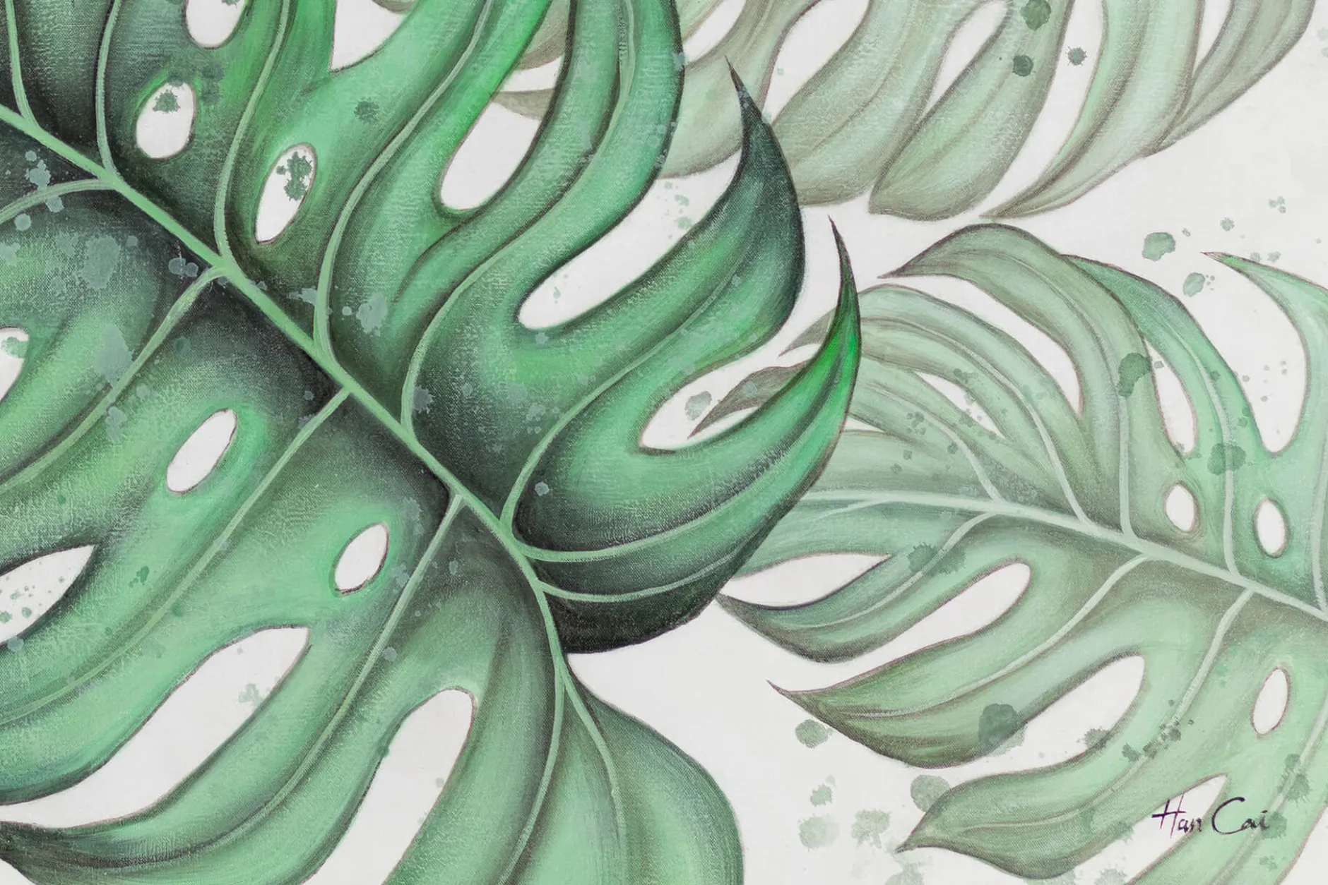 XXL Öl Gemälde 'Glanzvolle Monstera' | Handgemaltes Unikat