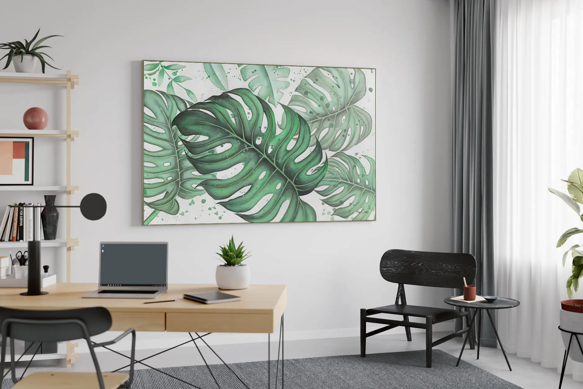 XXL Öl Gemälde 'Glanzvolle Monstera' | Handgemaltes Unikat