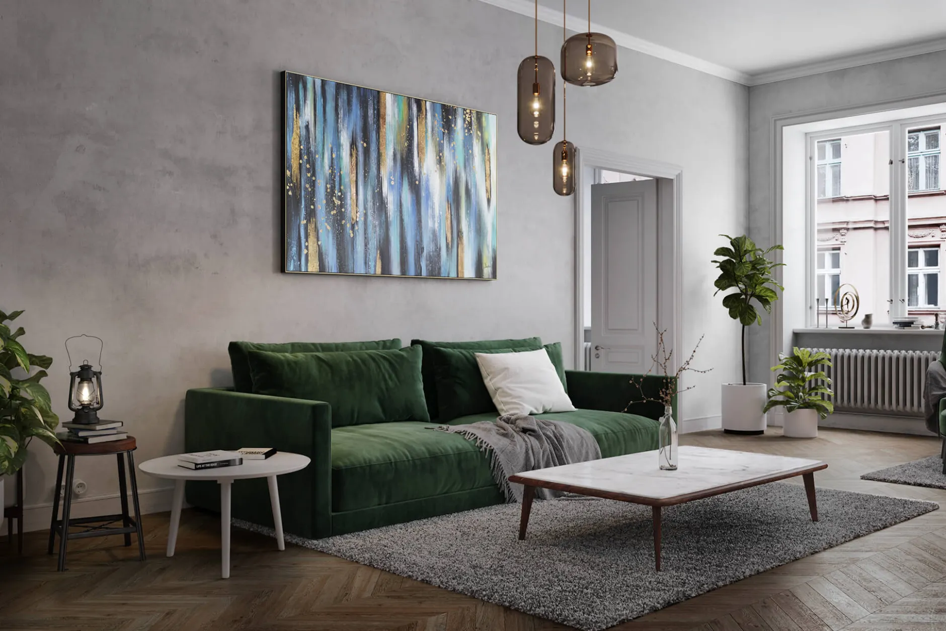 XXL Öl Gemälde 'Glanzvolle Nacht' | Handgemaltes Unikat