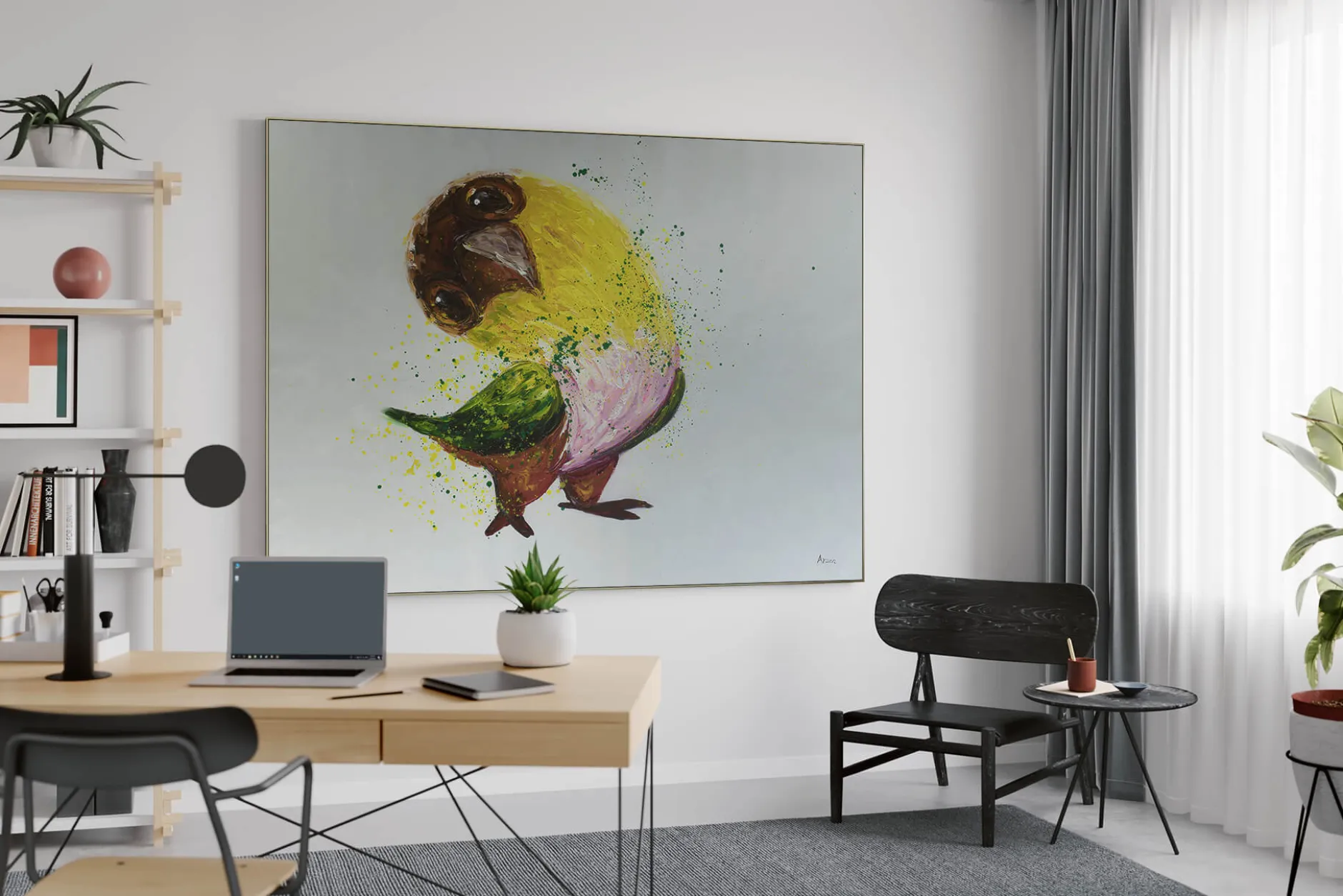 XXL Öl Gemälde 'Glücksvogel' | Handgemaltes Unikat