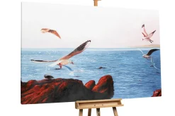 XXL Öl Gemälde 'Gliding Seagulls' | Handgemaltes Unikat