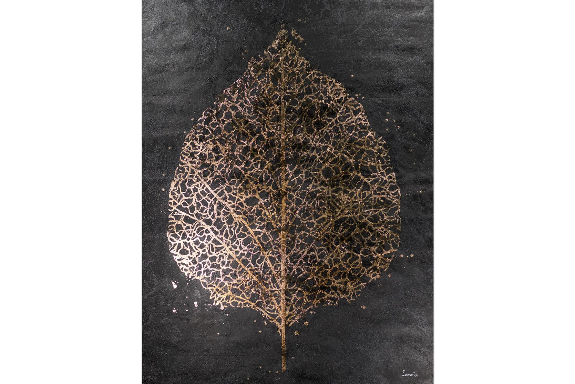 XXL Öl Gemälde 'Golden Beech Leaf' | Handgemaltes Unikat