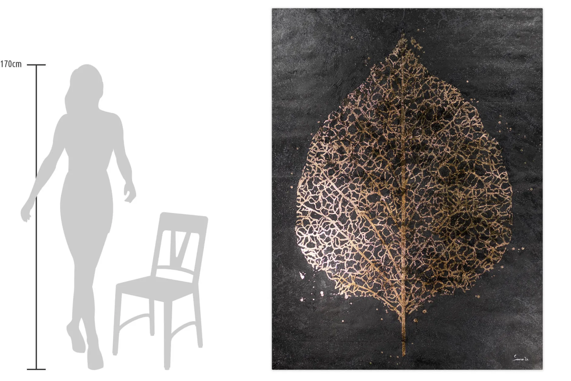 XXL Öl Gemälde 'Golden Beech Leaf' | Handgemaltes Unikat
