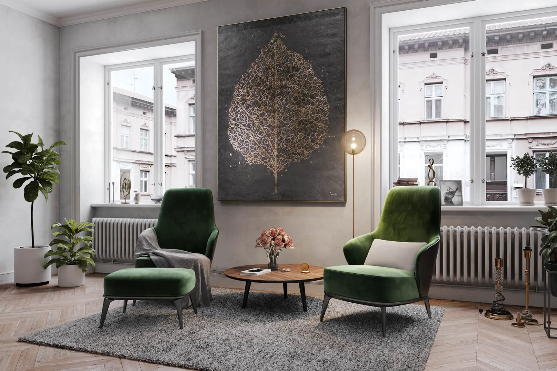 XXL Öl Gemälde 'Golden Beech Leaf' | Handgemaltes Unikat