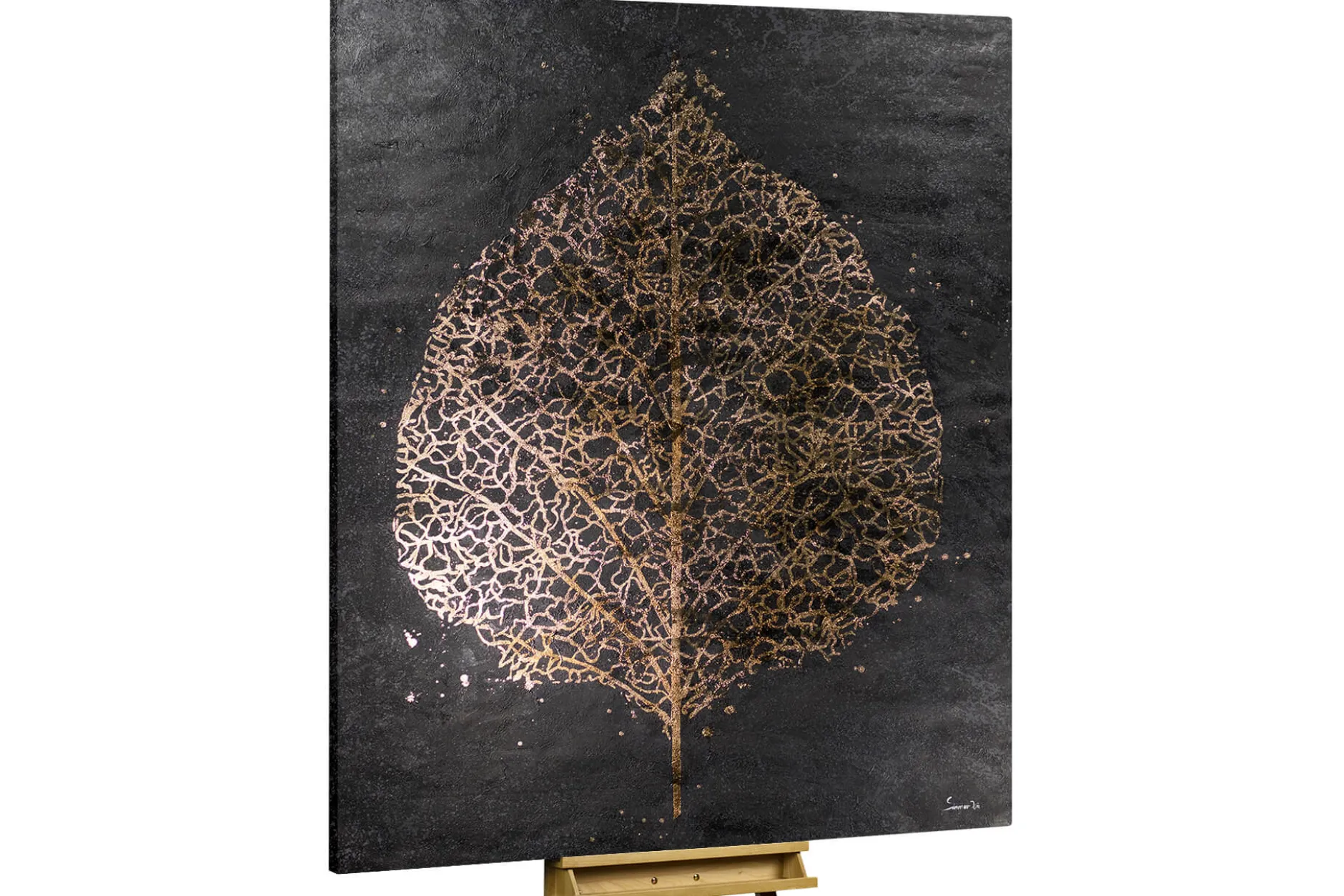 XXL Öl Gemälde 'Golden Beech Leaf' | Handgemaltes Unikat