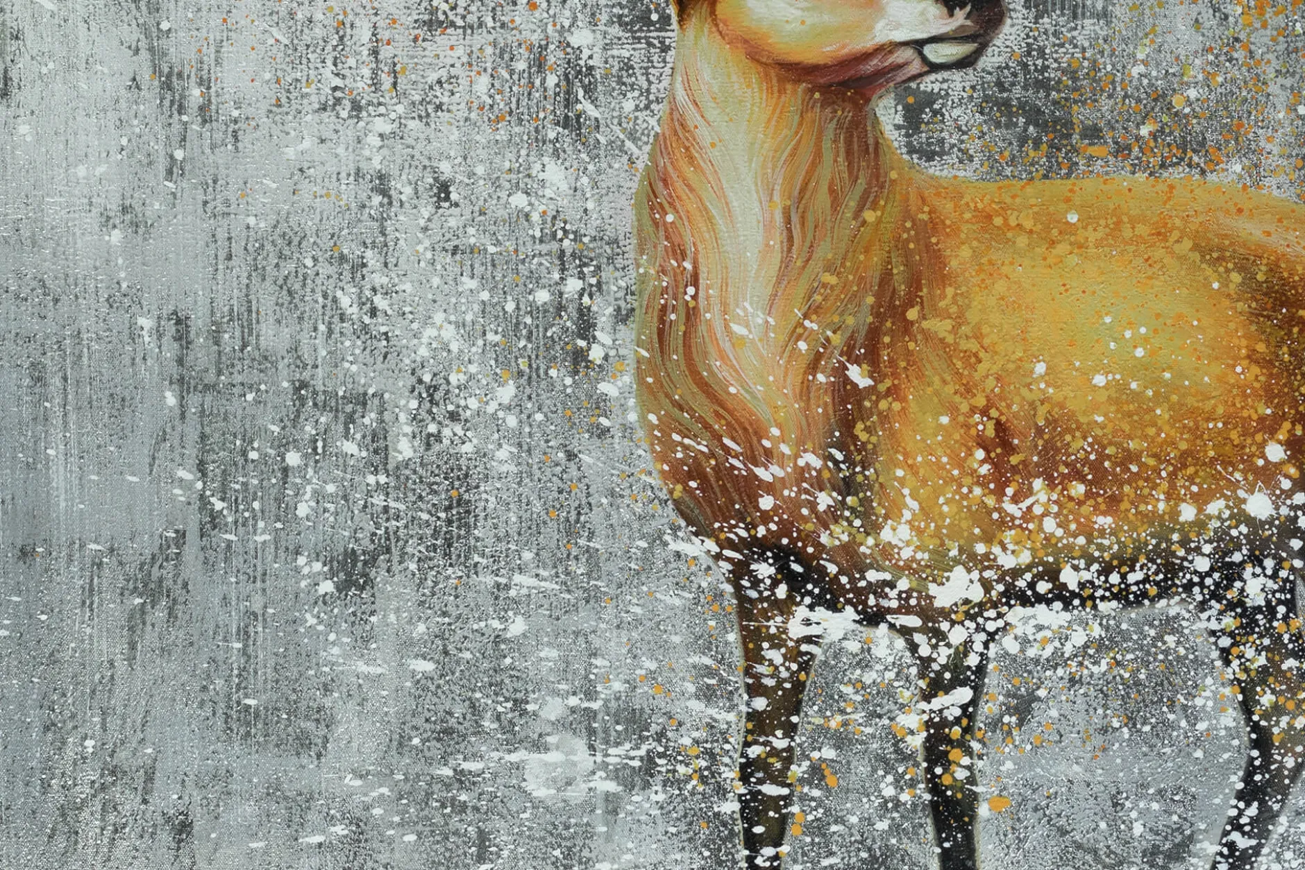XXL Öl Gemälde 'Golden Deer' | Handgemaltes Unikat