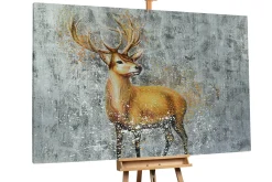 XXL Öl Gemälde 'Golden Deer' | Handgemaltes Unikat